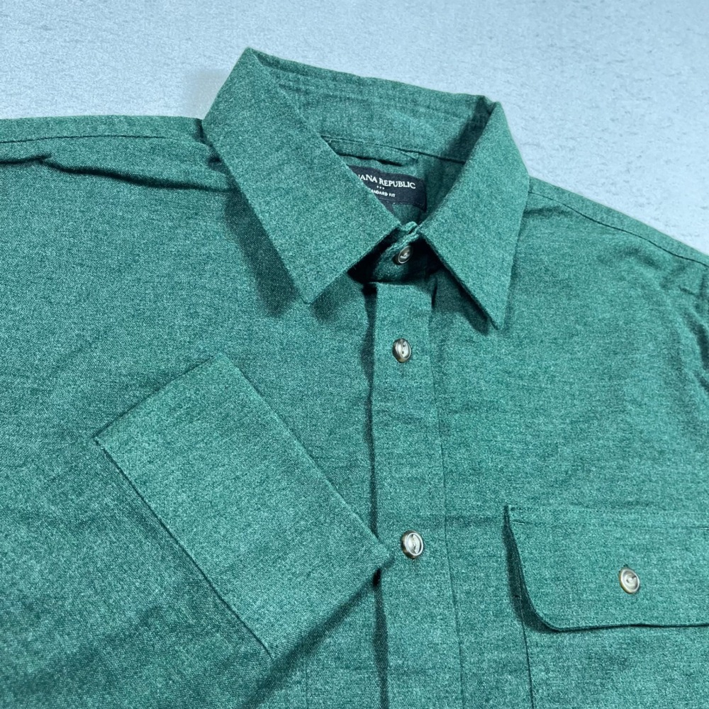 Banana Republic Mens Standard Fit Green Long Sleeve Button Down Shirt M